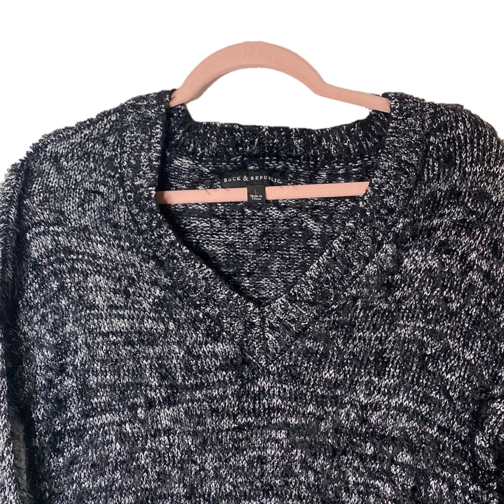 2/$18 Rock & Republic black and silver eyelash sweater